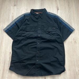 Harley Davidson Mechanic Shirt Mens Size Large Black Motorcycle Biker Button Up